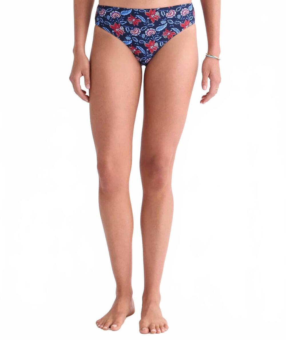 NEW VINEYARD VINES wainscott mid-rise bikini bottom in indie floral navy